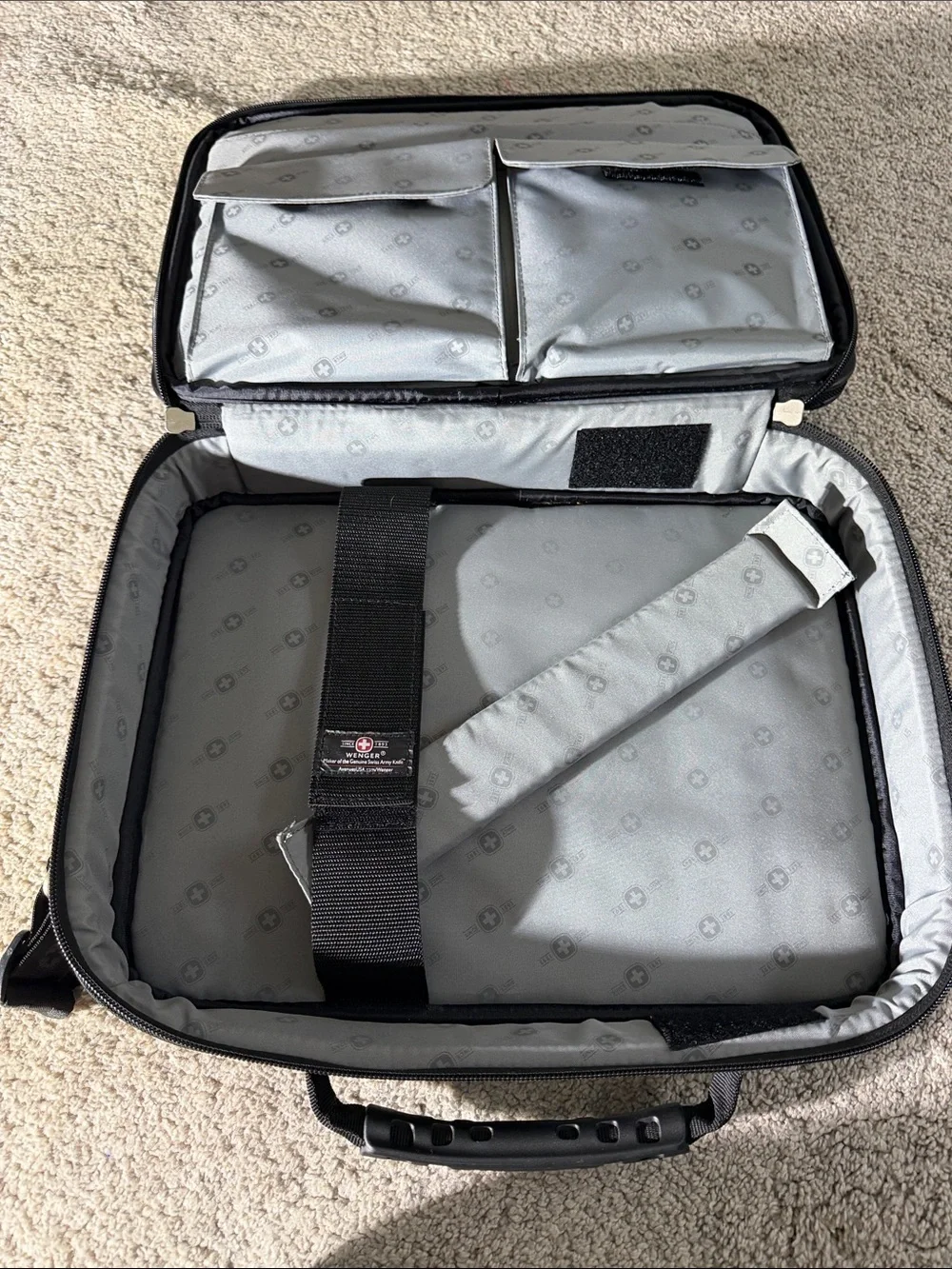 SwissGear Black Laptop Messenger Bag with Red Accent